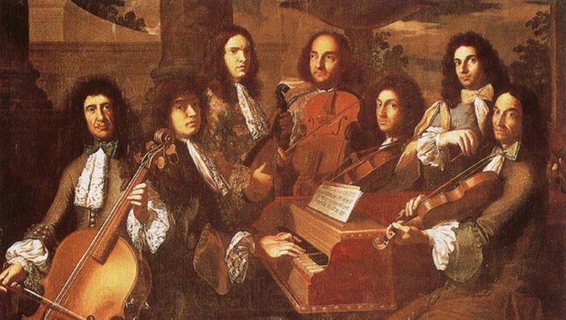 william wordsworth A group of keyboard instruments stringed instrument musicians competition Spain oil painting art